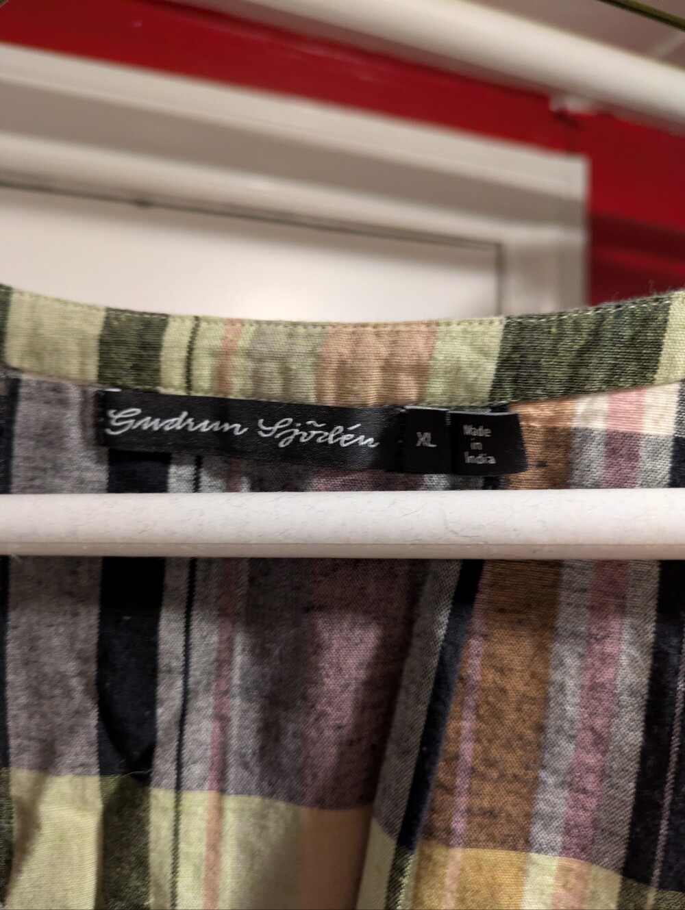 Gudrun Sjoden XL  Plaid Button-Front Smock Dress in Pastel Greens and Pinks - Picture 2 of 4